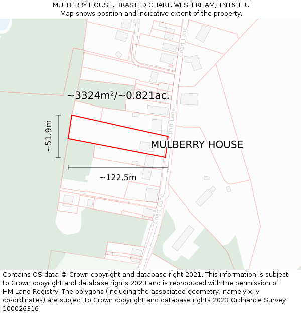 MULBERRY HOUSE, BRASTED CHART, WESTERHAM, TN16 1LU: Plot and title map