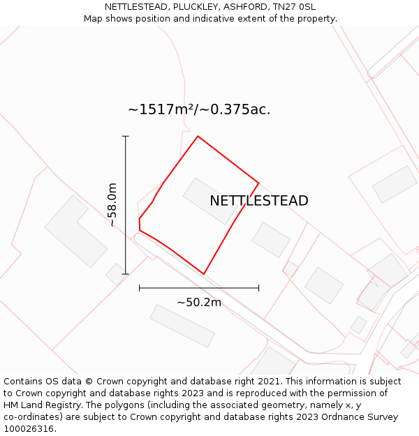 NETTLESTEAD, PLUCKLEY, ASHFORD, TN27 0SL: Plot and title map