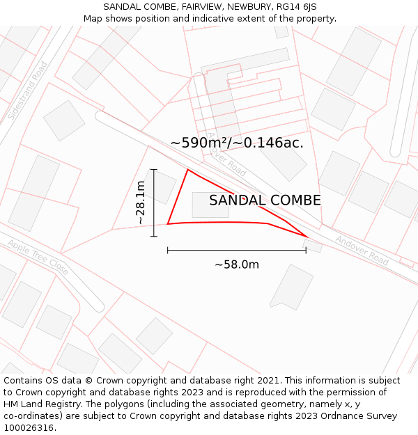 SANDAL COMBE, FAIRVIEW, NEWBURY, RG14 6JS: Plot and title map