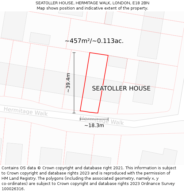 SEATOLLER HOUSE, HERMITAGE WALK, LONDON, E18 2BN: Plot and title map