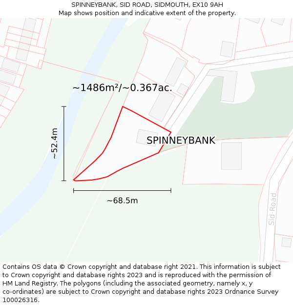 SPINNEYBANK, SID ROAD, SIDMOUTH, EX10 9AH: Plot and title map