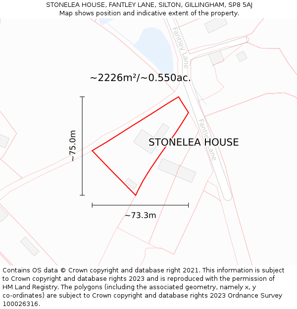 STONELEA HOUSE, FANTLEY LANE, SILTON, GILLINGHAM, SP8 5AJ: Plot and title map