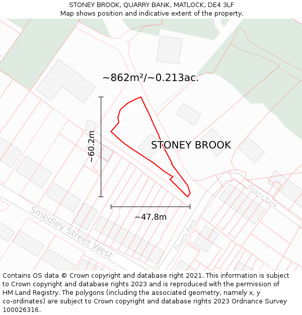 STONEY BROOK, QUARRY BANK, MATLOCK, DE4 3LF: Plot and title map