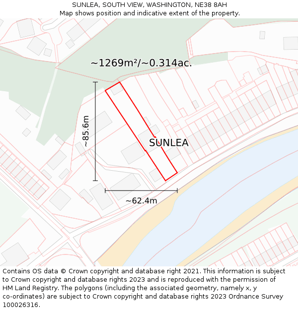 SUNLEA, SOUTH VIEW, WASHINGTON, NE38 8AH: Plot and title map