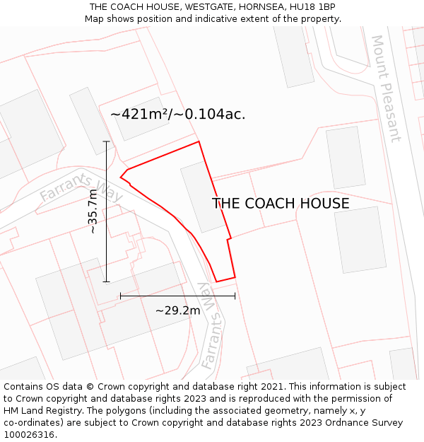 THE COACH HOUSE, WESTGATE, HORNSEA, HU18 1BP: Plot and title map