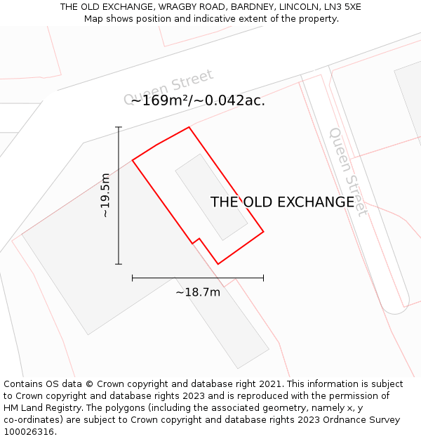 THE OLD EXCHANGE, WRAGBY ROAD, BARDNEY, LINCOLN, LN3 5XE: Plot and title map