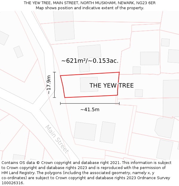 THE YEW TREE, MAIN STREET, NORTH MUSKHAM, NEWARK, NG23 6ER: Plot and title map