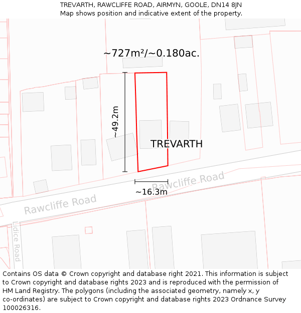 TREVARTH, RAWCLIFFE ROAD, AIRMYN, GOOLE, DN14 8JN: Plot and title map