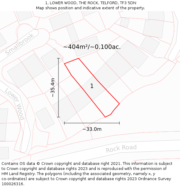 1, LOWER WOOD, THE ROCK, TELFORD, TF3 5DN: Plot and title map