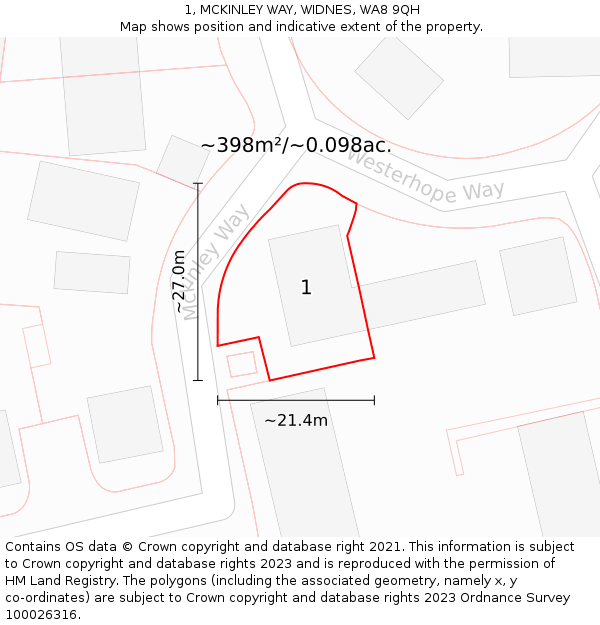 1, MCKINLEY WAY, WIDNES, WA8 9QH: Plot and title map