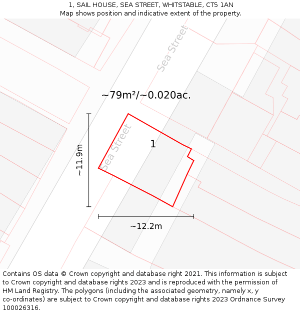 1, SAIL HOUSE, SEA STREET, WHITSTABLE, CT5 1AN: Plot and title map