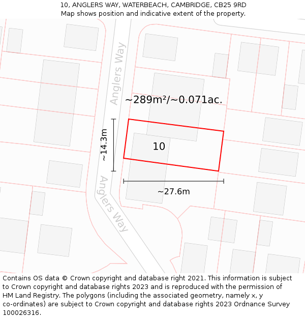 10, ANGLERS WAY, WATERBEACH, CAMBRIDGE, CB25 9RD: Plot and title map