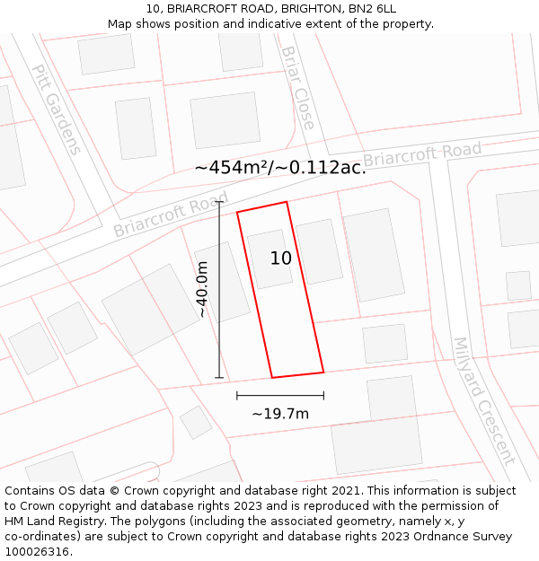 10, BRIARCROFT ROAD, BRIGHTON, BN2 6LL: Plot and title map