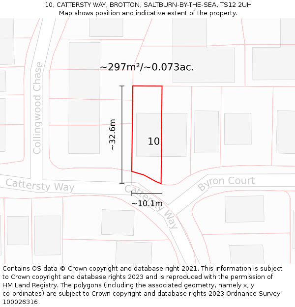 10, CATTERSTY WAY, BROTTON, SALTBURN-BY-THE-SEA, TS12 2UH: Plot and title map