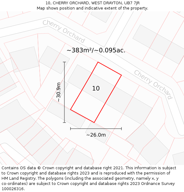 10, CHERRY ORCHARD, WEST DRAYTON, UB7 7JR: Plot and title map