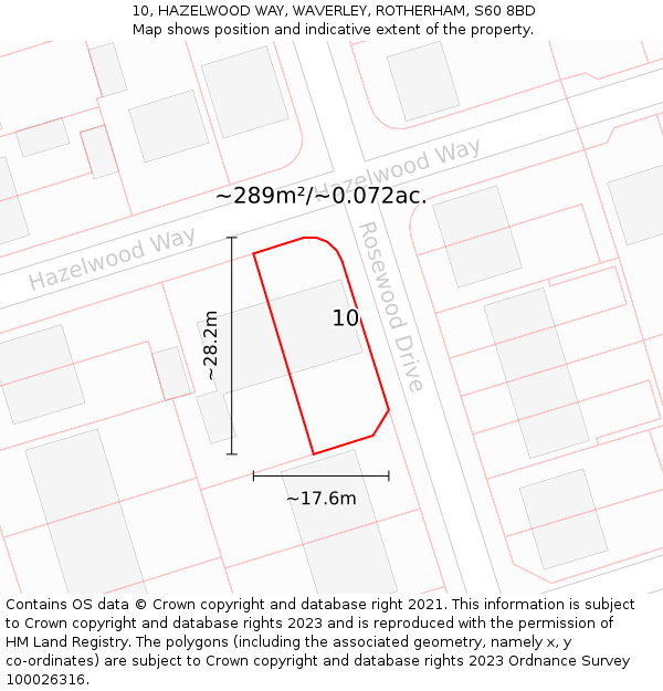 10, HAZELWOOD WAY, WAVERLEY, ROTHERHAM, S60 8BD: Plot and title map