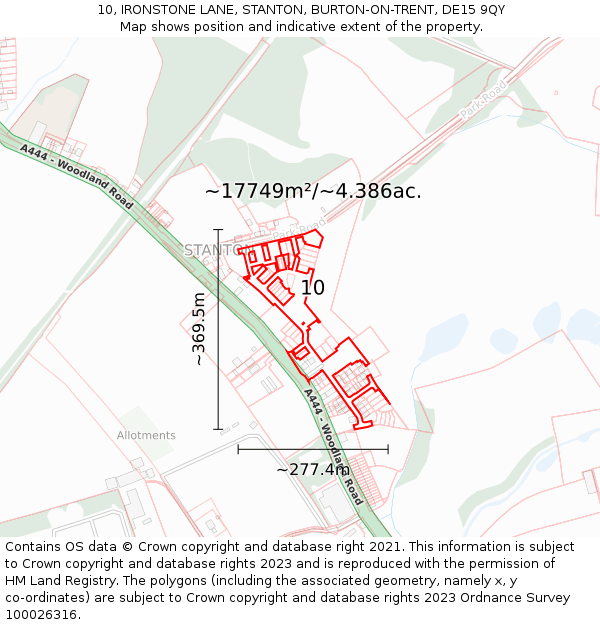 10, IRONSTONE LANE, STANTON, BURTON-ON-TRENT, DE15 9QY: Plot and title map