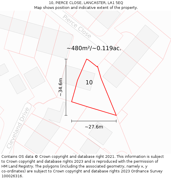 10, PIERCE CLOSE, LANCASTER, LA1 5EQ: Plot and title map