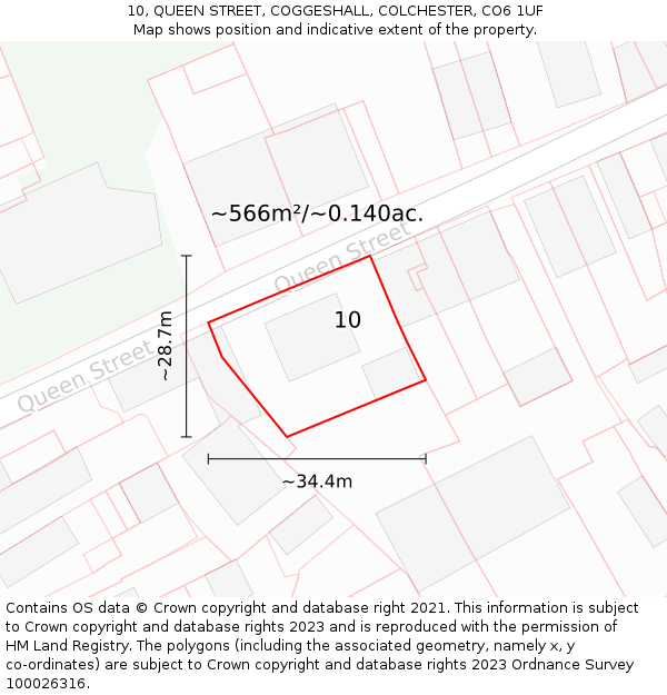 10, QUEEN STREET, COGGESHALL, COLCHESTER, CO6 1UF: Plot and title map