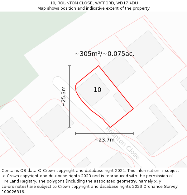 10, ROUNTON CLOSE, WATFORD, WD17 4DU: Plot and title map