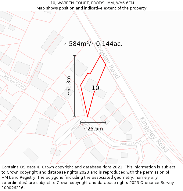 10, WARREN COURT, FRODSHAM, WA6 6EN: Plot and title map