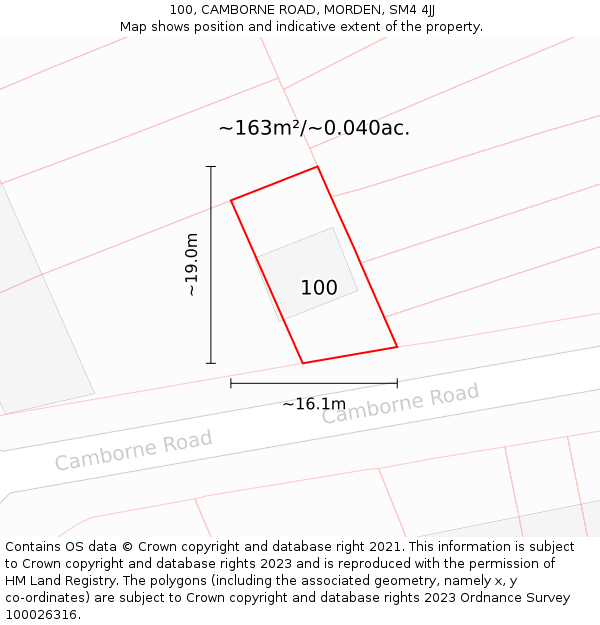 100, CAMBORNE ROAD, MORDEN, SM4 4JJ: Plot and title map