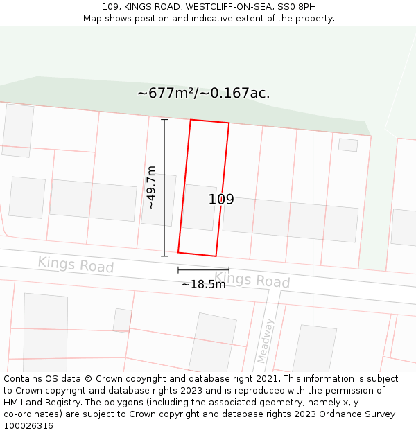 109, KINGS ROAD, WESTCLIFF-ON-SEA, SS0 8PH: Plot and title map