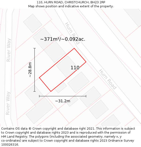 110, HURN ROAD, CHRISTCHURCH, BH23 2RP: Plot and title map