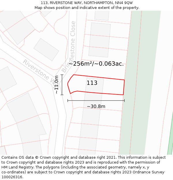 113, RIVERSTONE WAY, NORTHAMPTON, NN4 9QW: Plot and title map