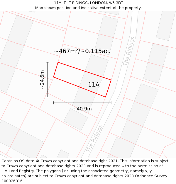 11A, THE RIDINGS, LONDON, W5 3BT: Plot and title map