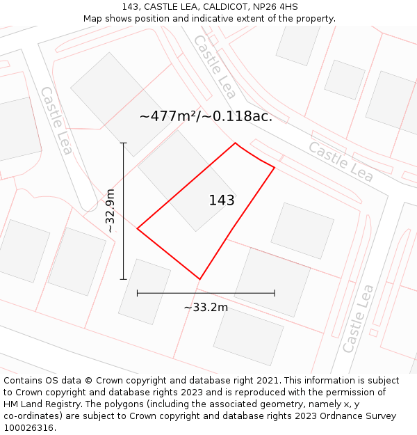 143, CASTLE LEA, CALDICOT, NP26 4HS: Plot and title map