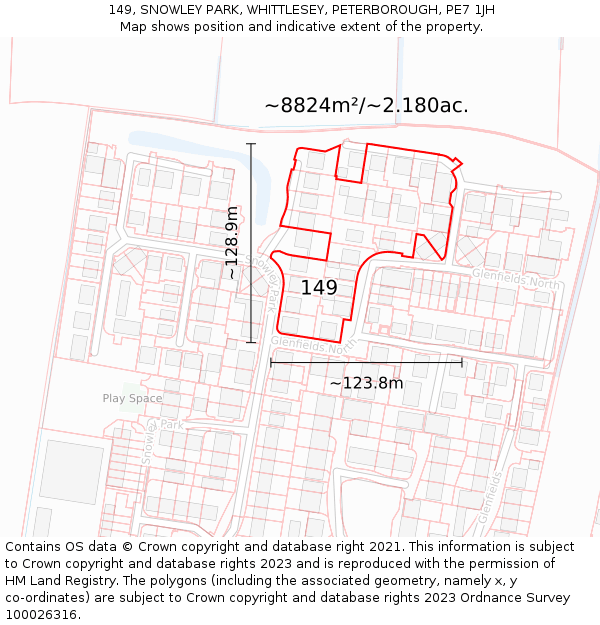 149, SNOWLEY PARK, WHITTLESEY, PETERBOROUGH, PE7 1JH: Plot and title map