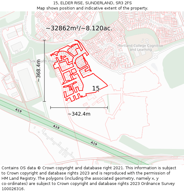 15, ELDER RISE, SUNDERLAND, SR3 2FS: Plot and title map