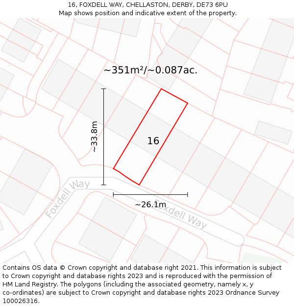 16, FOXDELL WAY, CHELLASTON, DERBY, DE73 6PU: Plot and title map