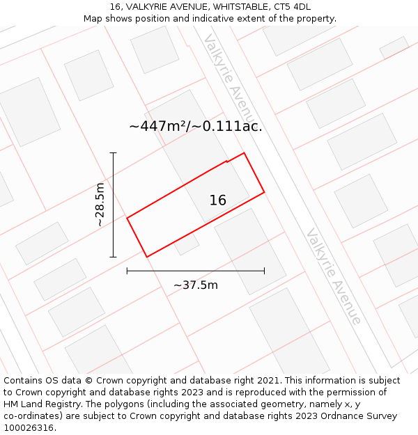 16, VALKYRIE AVENUE, WHITSTABLE, CT5 4DL: Plot and title map