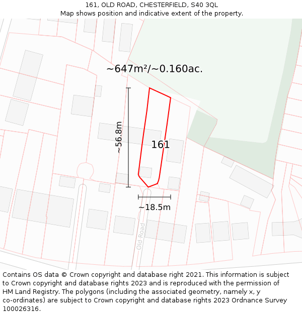 161, OLD ROAD, CHESTERFIELD, S40 3QL: Plot and title map