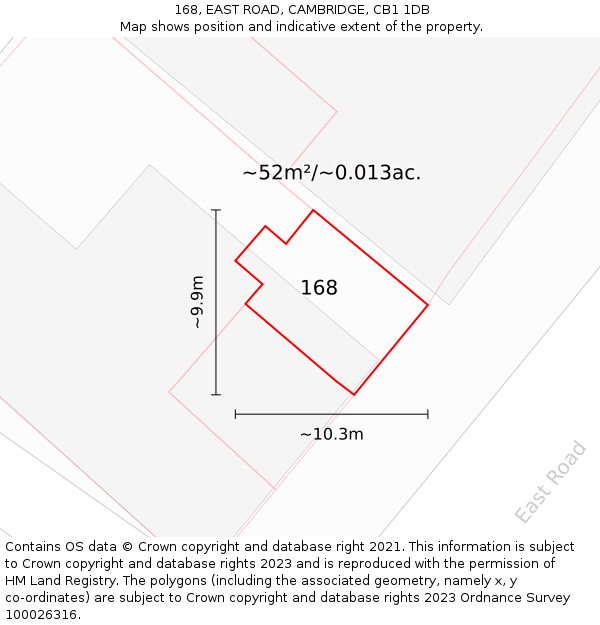 168, EAST ROAD, CAMBRIDGE, CB1 1DB: Plot and title map