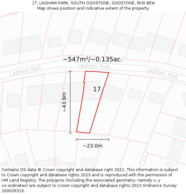 17, LAGHAM PARK, SOUTH GODSTONE, GODSTONE, RH9 8EW: Plot and title map