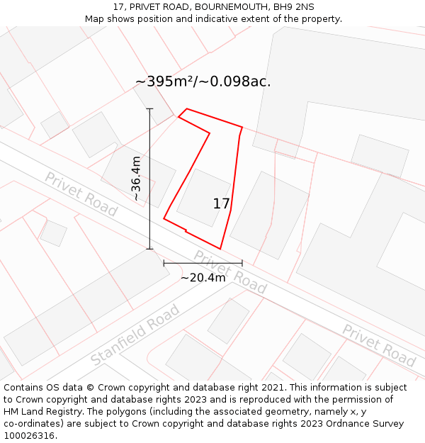 17, PRIVET ROAD, BOURNEMOUTH, BH9 2NS: Plot and title map