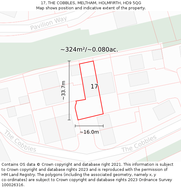 17, THE COBBLES, MELTHAM, HOLMFIRTH, HD9 5QG: Plot and title map