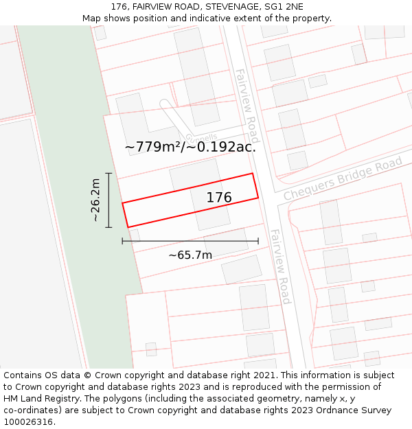 176, FAIRVIEW ROAD, STEVENAGE, SG1 2NE: Plot and title map