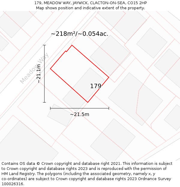 179, MEADOW WAY, JAYWICK, CLACTON-ON-SEA, CO15 2HP: Plot and title map