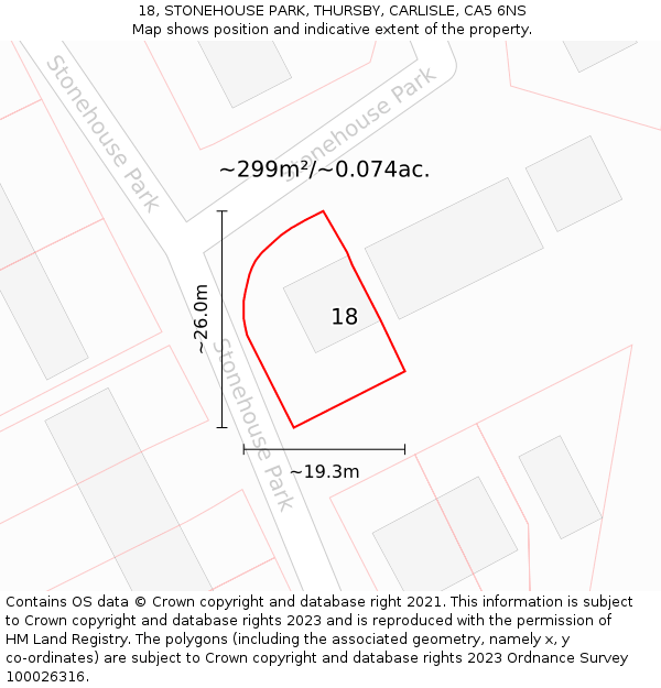 18, STONEHOUSE PARK, THURSBY, CARLISLE, CA5 6NS: Plot and title map