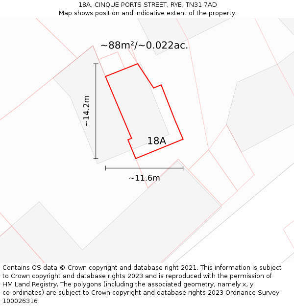 18A, CINQUE PORTS STREET, RYE, TN31 7AD: Plot and title map