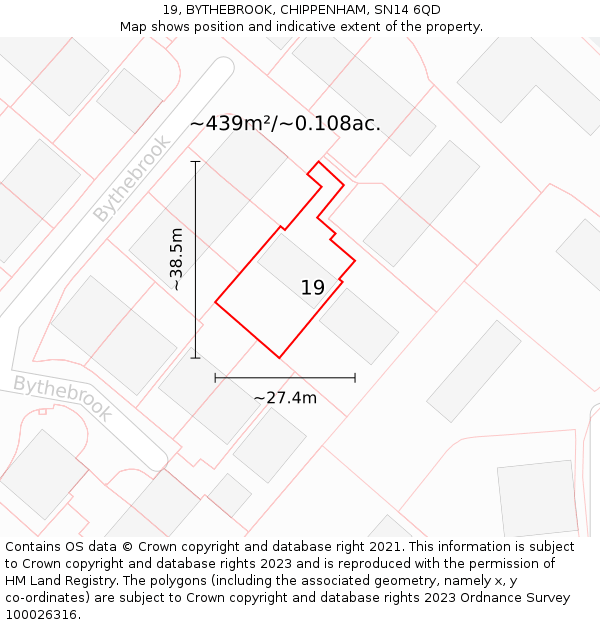 19, BYTHEBROOK, CHIPPENHAM, SN14 6QD: Plot and title map