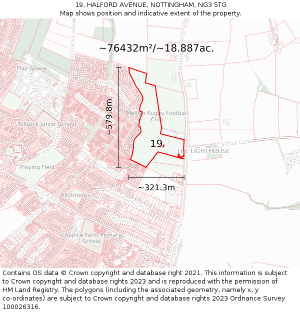 19, HALFORD AVENUE, NOTTINGHAM, NG3 5TG: Plot and title map