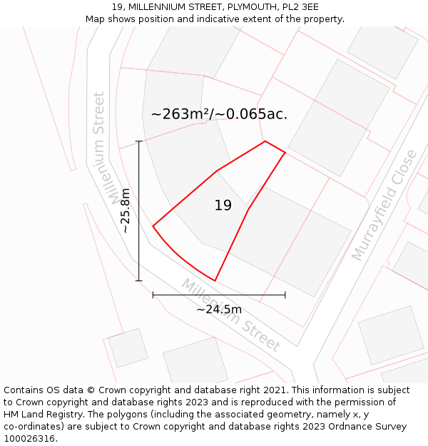 19, MILLENNIUM STREET, PLYMOUTH, PL2 3EE: Plot and title map