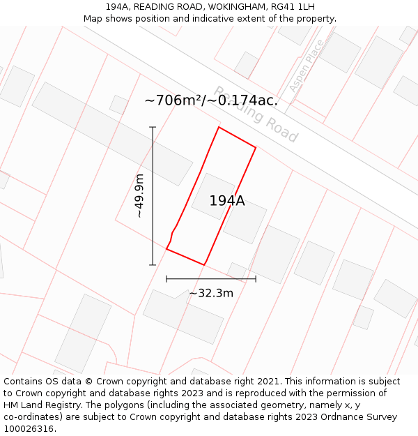 194A, READING ROAD, WOKINGHAM, RG41 1LH: Plot and title map