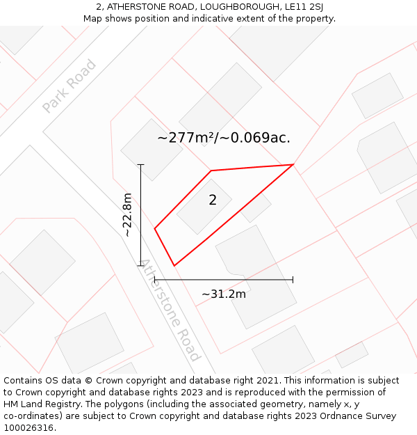 2, ATHERSTONE ROAD, LOUGHBOROUGH, LE11 2SJ: Plot and title map