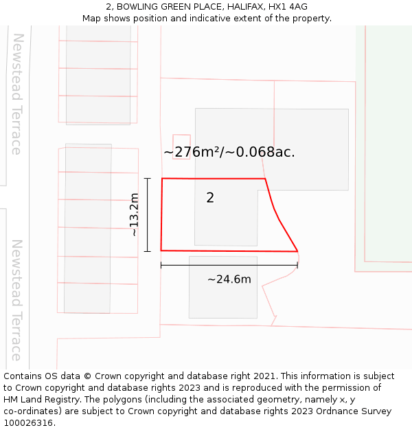 2, BOWLING GREEN PLACE, HALIFAX, HX1 4AG: Plot and title map